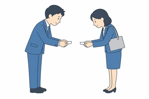 名刺交換する