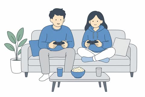 テレビゲームする