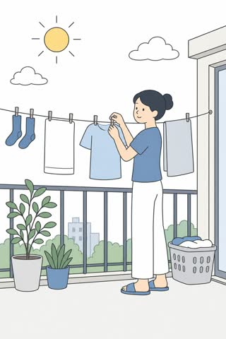 洗濯物を干す
