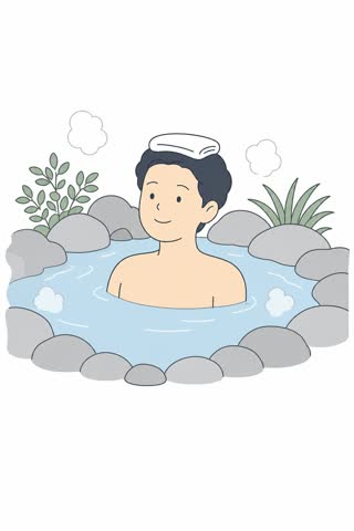 温泉に入る