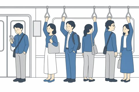 電車で通勤する