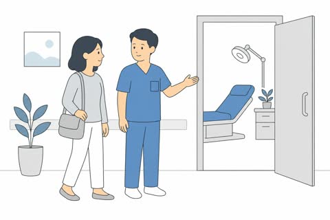 施術室に案内する