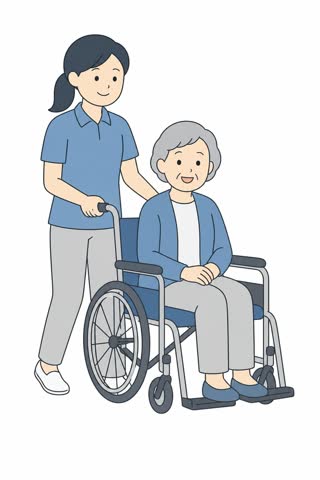 車椅子を介助する
