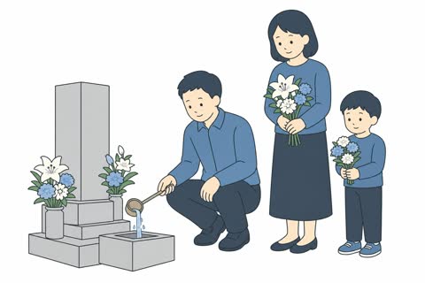 お墓参りする