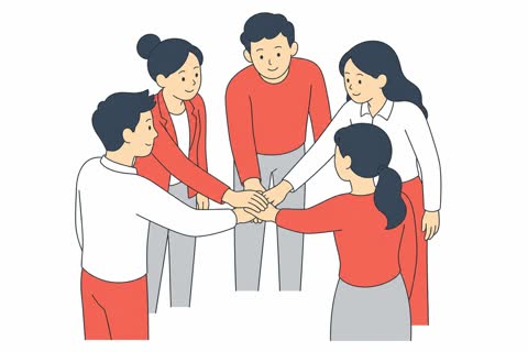 円陣を組む