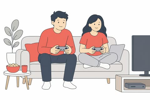 テレビゲームする