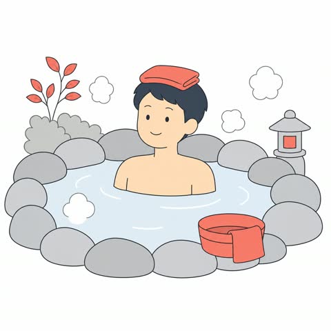 温泉に入る