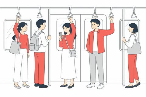 電車で通勤する