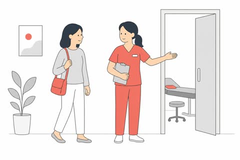 施術室に案内する