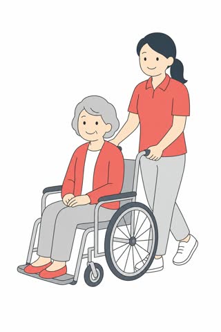 車椅子を介助する