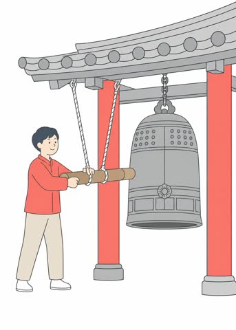 鐘をつく