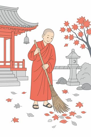 掃除する（僧侶）