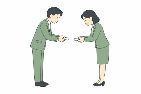 名刺交換する