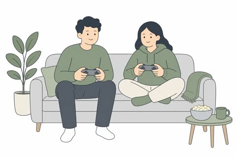 テレビゲームする