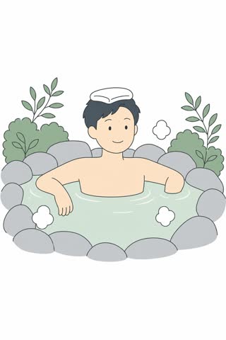 温泉に入る
