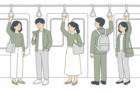 電車で通勤する