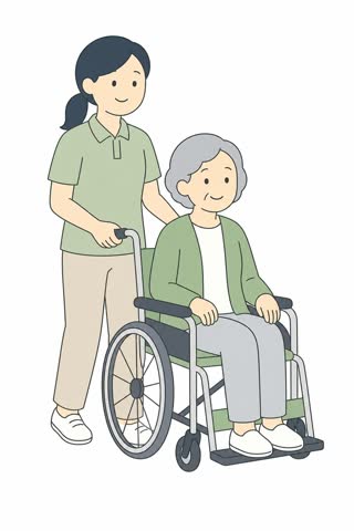 車椅子を介助する