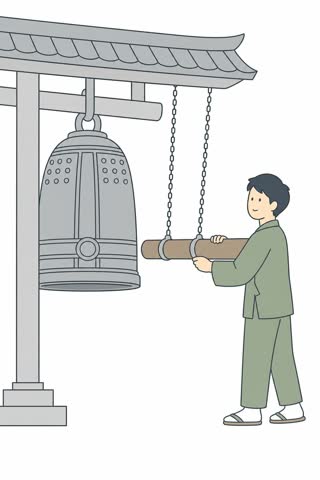 鐘をつく
