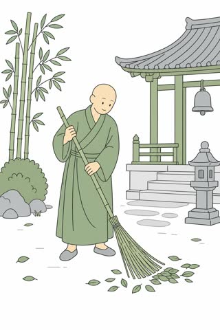 掃除する（僧侶）