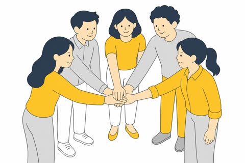 円陣を組む