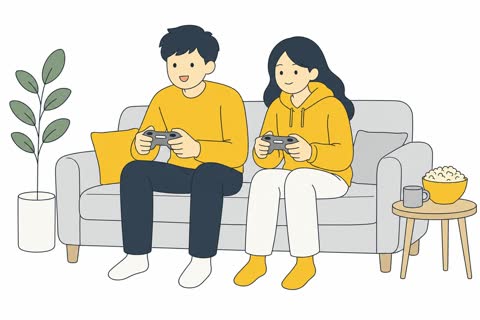 テレビゲームする