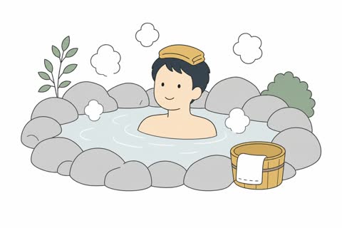 温泉に入る