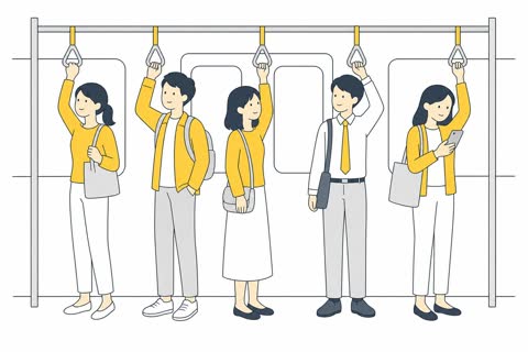 電車で通勤する