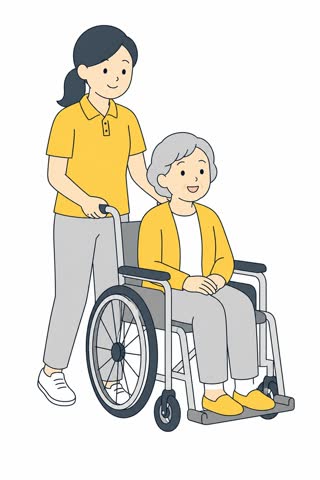 車椅子を介助する