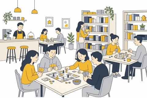 ボードゲームカフェの店内