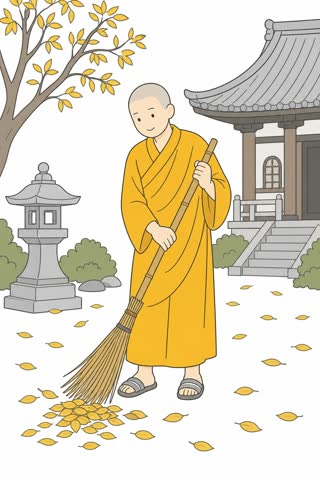 掃除する（僧侶）